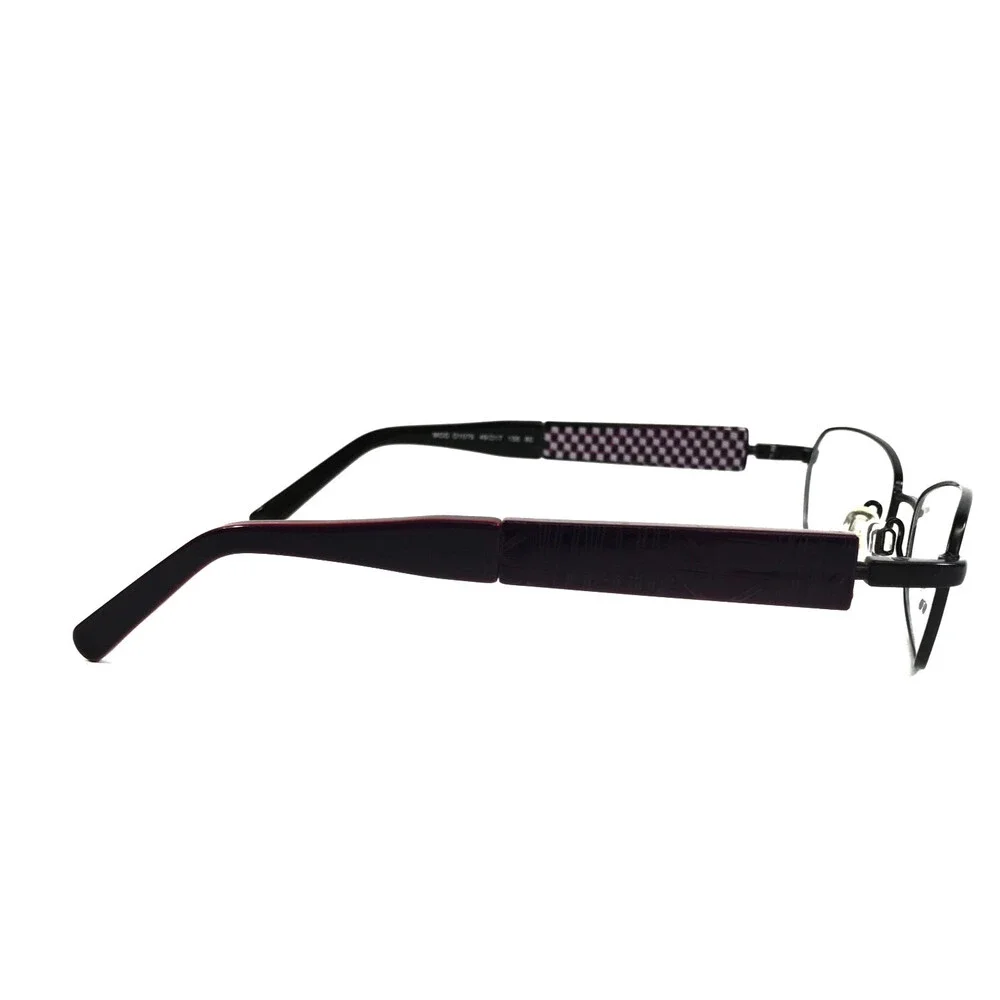 Easyflip Eyeglasses Frames MOD O1075 80 Black Purple with Clip Ons 49-17-135